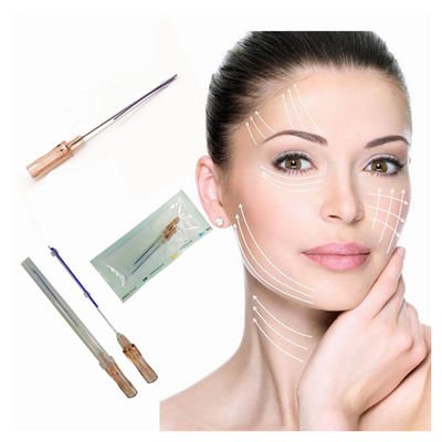 Téléchargement du visage V ligne Pdo fil de moulage de l'os de poisson18g 100mm 120mm fils de suture avec aiguille pour la mise en forme du visage Cog Mono