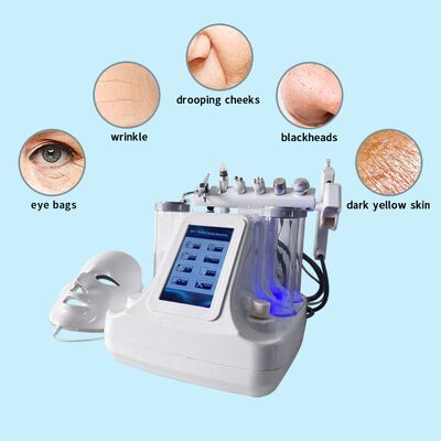 7 en 1 Injecteur d'oxygène RF Masque facial à microcourants LED Nettoyage en profondeur Machine à petites bulles Soins de la peau Machine d'hydradermabrasion