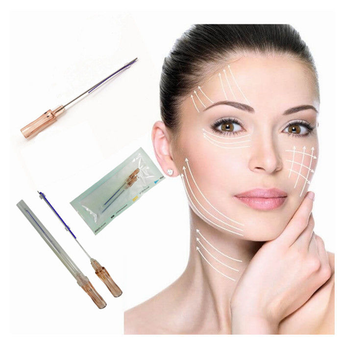 Téléchargement du visage V ligne Pdo fil de moulage de l'os de poisson18g 100mm 120mm fils de suture avec aiguille pour la mise en forme du visage Cog Mono